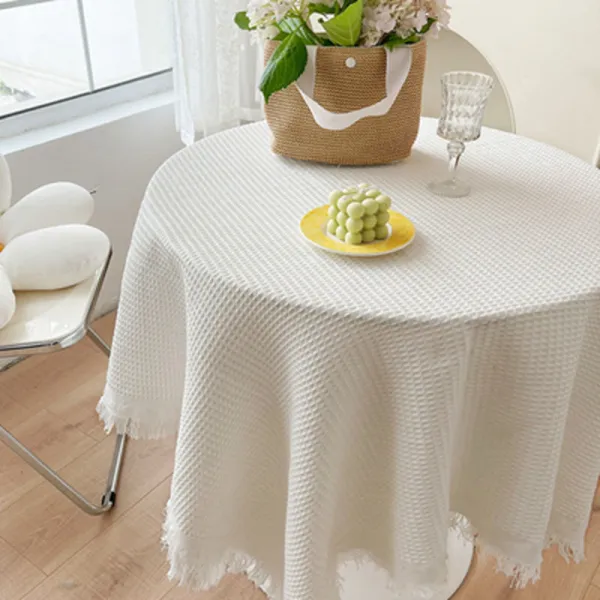 KORELAN 티 테이블보 인스 스터디 테이블 화이트 기숙사 백그라운드 디저트 테이블 매트 퓨어 컬러 침실 데코마련하다, 90*210cm, 흰벌집