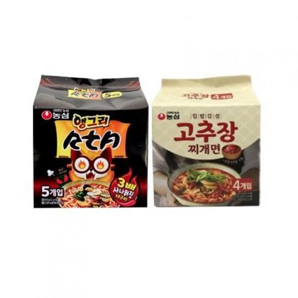 농심 앵그리 너구리 RTA멀티(5입) 1팩 + 집밥감성 고추장찌개면 멀티(4입) 총9봉, 9개