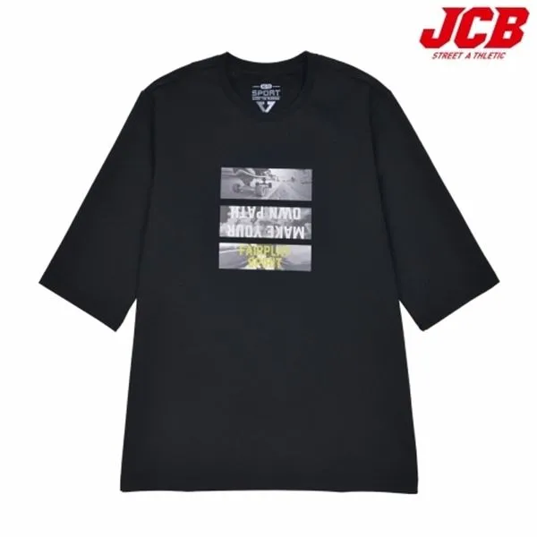 JCB junior 그래픽 7부 라운드 티셔츠 JBK8O102BSB, 블랙