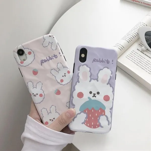 [바보사랑] 아이폰 11pro max xr xs 7 8+ 토끼 딸기빛 젤리케이스 그립톡 악, 적용모델/색상:아이폰11promax/퍼플MP1577, 상세 설명 참조
