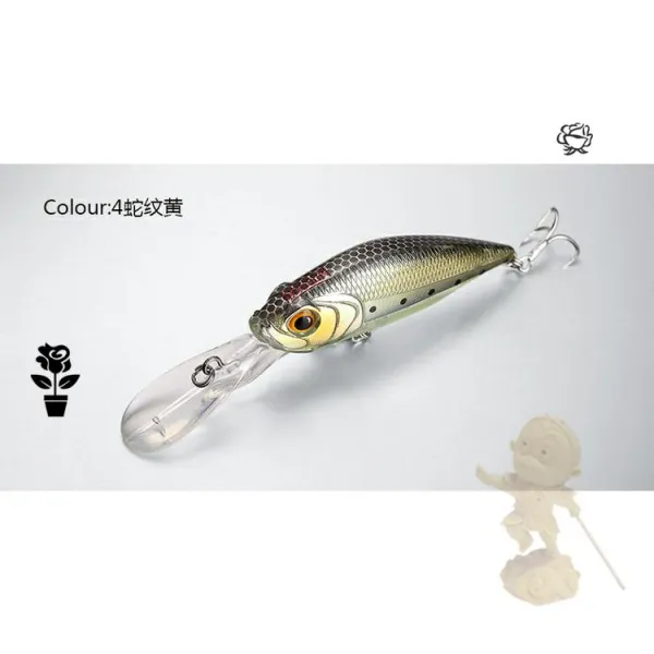 난운이좋아 국왕 X60 롱 혀 보드다 서스펜션 쌀 노소포 60mm 72g 미노우 농어 쏘가리 길 기타 건 세다 4# 뱀무늬 엘로 /7.2g