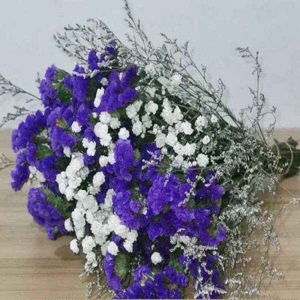 유니 에이(UNI A) 온 하늘에 별이 한데 섞이다 몸을 아끼지 않지 마라 프리저브드꽃다발 실내 진열 스위트 장식 진짜 큰, 보라색 물 _미드티 _화이트 안개꽃