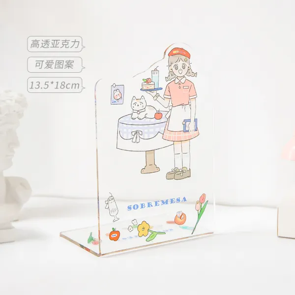 바이컨 소녀마음 고답적 아크릴 두꺼운 L형 칸막이보드 북클립 x2개, 디저트 깔다 -한피스 룩