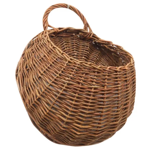 수제 짠 교수형 바구니 자연 위커 집 정원에 대 한 스토리지 바구니에 대 한 바구니 웨딩 벽 장식, 하나, 갈색