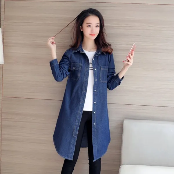 지비천사 가을 겨울 봄 여성 청남방 셔츠