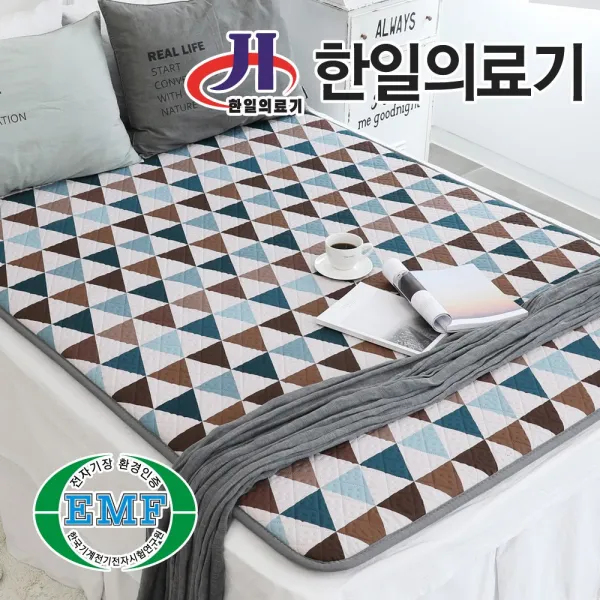 (주)한일의료기 EMF 전기매트 전기장판 - 워셔블 삼각패턴, 선택02)워셔블 삼각패턴 - 싱글(100X200cm)