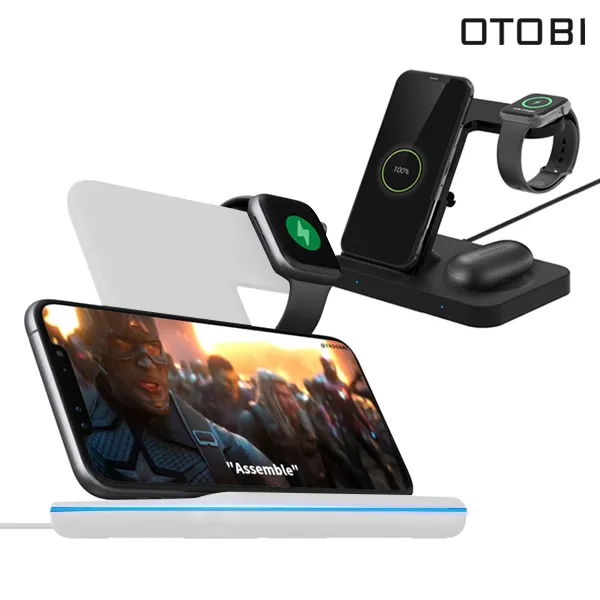 웅비 3in1 5in1 스마트폰 에어팟 애플워치 갤럭시워치 버즈 다기능 무선충전기 3in1무선충전기/블랙 애플전용 