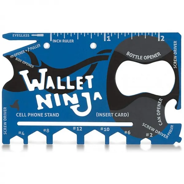리미티드 에디션 : Matte Blue Wallet Ninja 18 In 1 신용 카드 크기의 멀티 툴 세계에서 가장 잘 팔리는 1 위 단일옵션