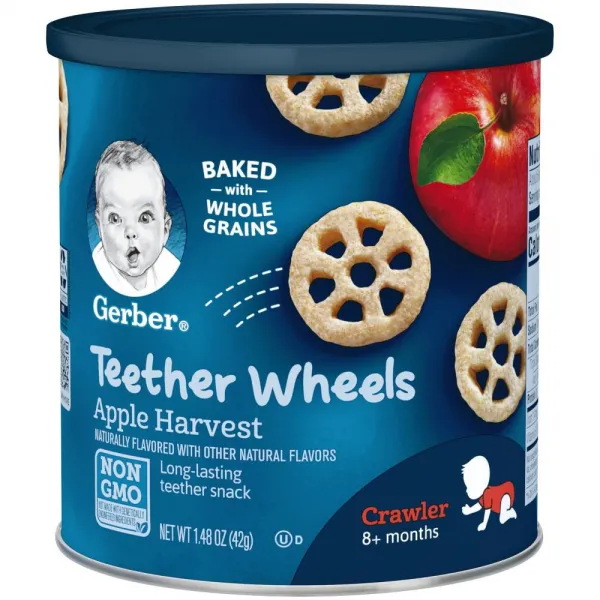 Gerber Wagon Wheels Apple Harvest 아기 간식 거버 웨건 휠 애플 하베스트 1.48oz(42g) 6팩