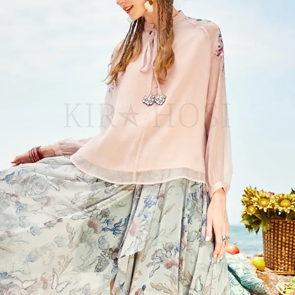 kirahosi 여자 여름 쉬폰시스루셔츠 시스루블라우스 153호+ 덧신 증정 DF5x7603