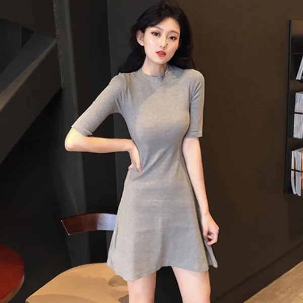 염세풍 프렌치 도라지 선녀 티 스커트 초 선삼계 조거 허리 단미녀 항풍 학생 원피스 자하
