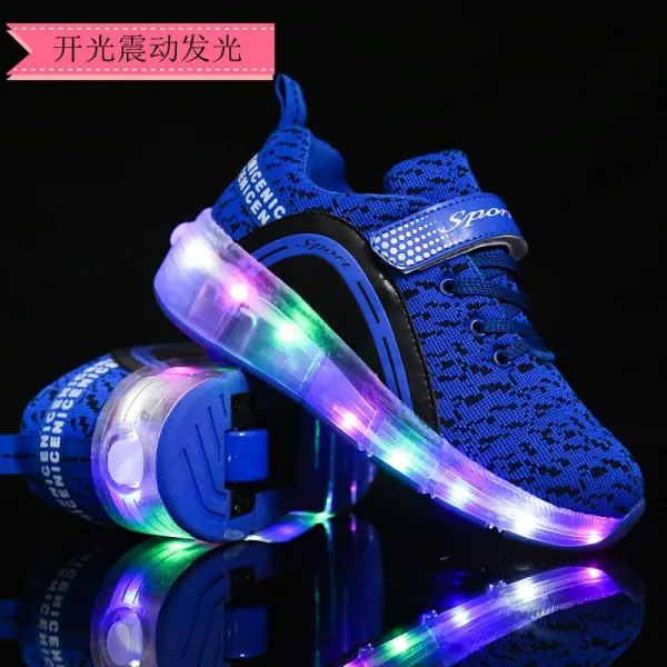 드론 드론 트렌드 뉴타입 여러가지컬러의등 홀아비 싱글휠 진동 발광 스피드신발 여아 USB충전 LED램프가 미끄러지다 휠슈즈, C04-40, T18-A73블루색