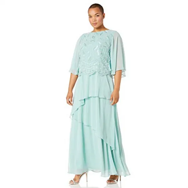 Le Bos Womens Scallop Hem Broidered Tiered Dress