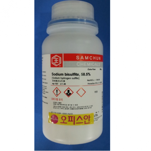 오피스안 아황산수소나트륨 중아황산나트륨 (kor) Sodium hydrogen sulfite 58.5% DAE(EP)-1KG [실험시약] 시약