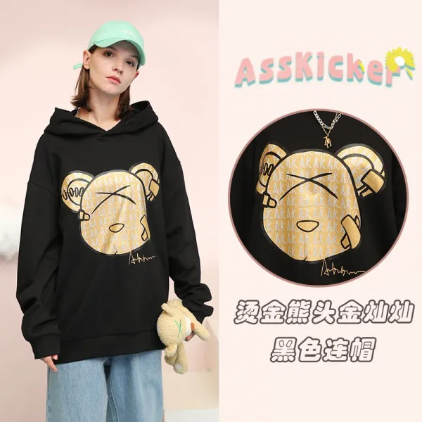 커플 후드티셔츠 132 트렌드 상의 봄가을 곰돌이 와이드 루즈핏 OVERSIZE 남자맨투맨코디 마저도 1806695018