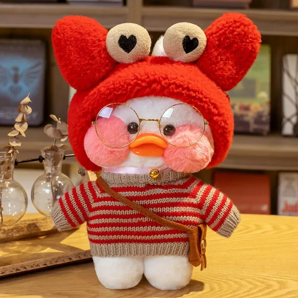 PKTOYS 말 잘하는 귀여운오리인형세트 재수 녹음 크리스마스 여자친구 선물 추천, 붉은 눈의 헤어밴드 회홍 스웨터 종려백, 핑크오리 30cm [재수학설]