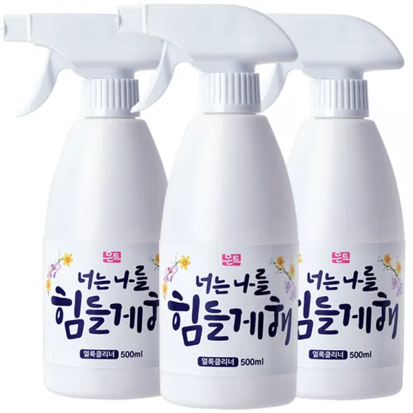 몬트 얼룩제거제 500ml 흰셔츠얼룩 와이셔츠목때 와이셔츠누런때 흰옷누런때 옷찌든때 흰옷김치국물 커피얼룩 제거 너는나를힘들게해, 3개