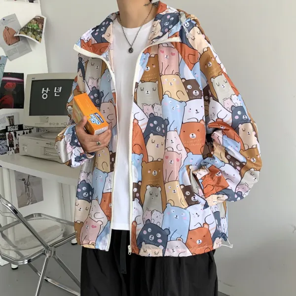Jun.30 41번 그러데이션 빈티지 점퍼 남 bf 하라주쿠 하이웨이스트 래시가드 여름패션 건달 야구점퍼극복하다Z