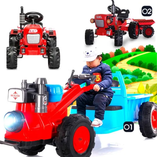 어린이 유아 경운기 트랙터 전동자동차 중장비 포크레 승용장난감 트랙터 전동자동차 블루+레드