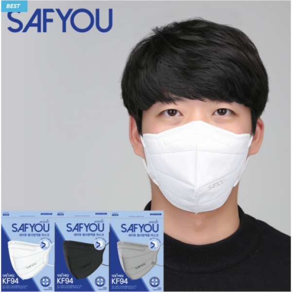 세이퓨 숨쉬기편한 KF-94+ (특대형) 와이드새부리형 국내산필터 마스크 그레이 화이트 블랙 50매, 그레이(50매)