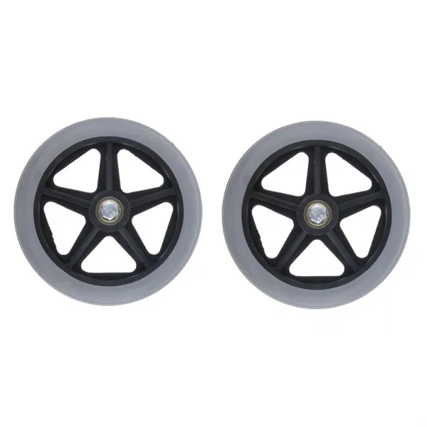 Zld 2 조각 휠체어 캐스터 휠 휠체어 용 솔리드 타이어 앞바퀴 15.24cm / 6 인치 및 5/16 인치 베어링 마모 방지 및 미끄럼 방지 1개