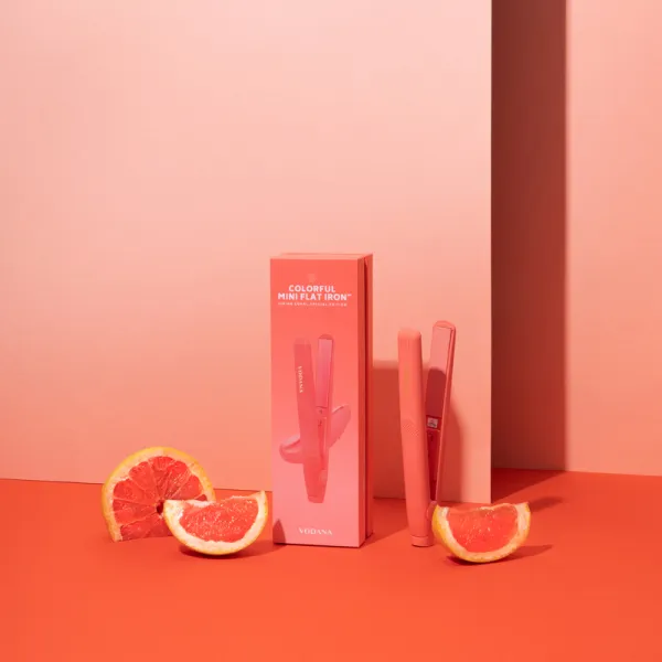 VODANA 미니 스트레이트클립 직권 투웨이 봉 고대기 에어 앞머리 안단추 긴머리 스타일링 기머리상하지 않는, 산호 오렌지색 색깔