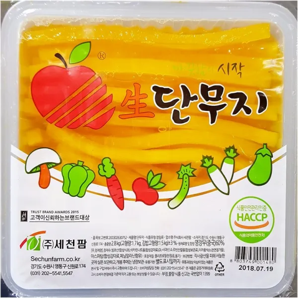 세천팜 김밥단무지(12mm) 2.8K/스위트콘/절임무/줄단무지/두부/업소용, 세천팜 김밥단무지(12mm) 2.8K