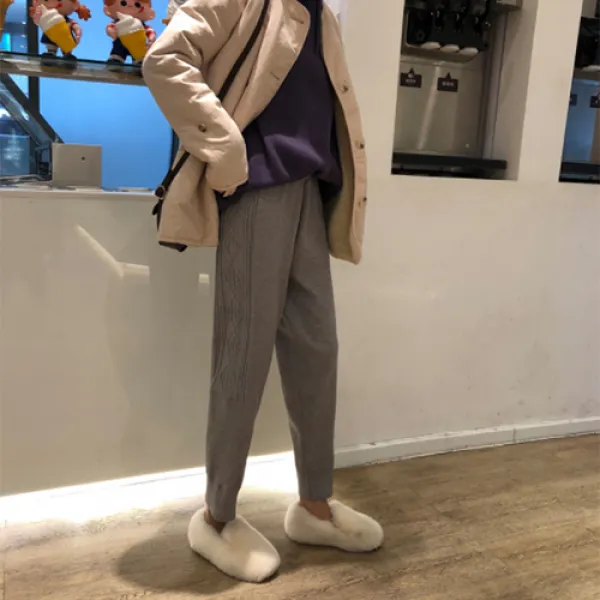 바이나우 가을 겨울 2019 배기핏 일자 니트 학생 슬랙스 Xkz92