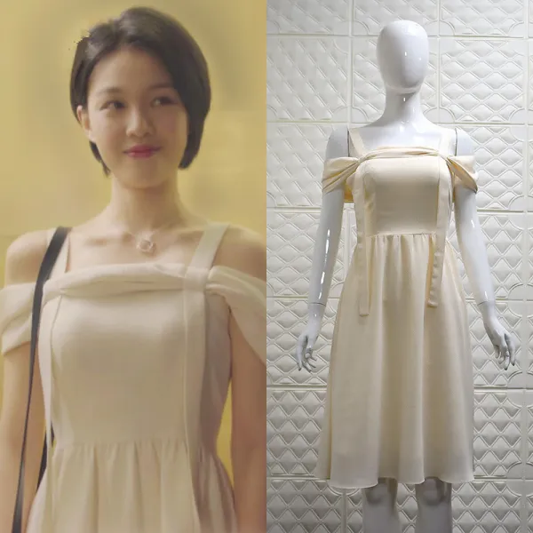 코린 나는 개 좋아해 너 말밤 같은스타일 슬림핏 일자 넥 등트임 스트랩 바캉스 공주 여성