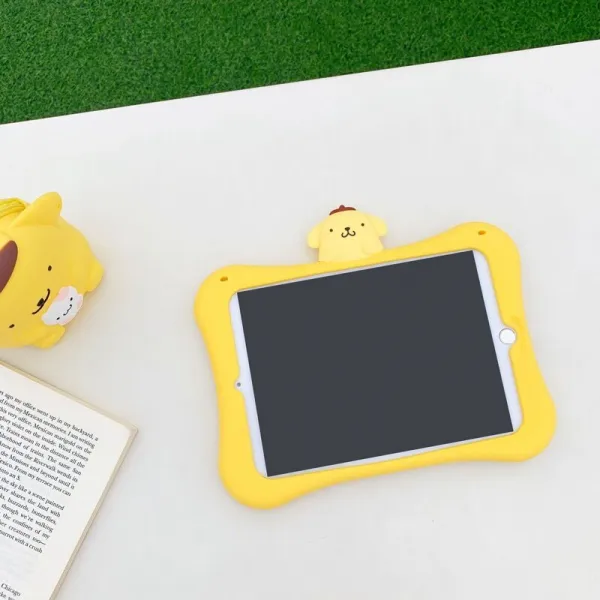 쩡쓰리 아이패드케이스 적용 IPAD PRO 보호케이스 2012 애니메이션 빅 귓등 MINI4 태블릿 충격흡수 실리콘 캡, 무 핸들스틱 받침대 태블릿 커버 -엘