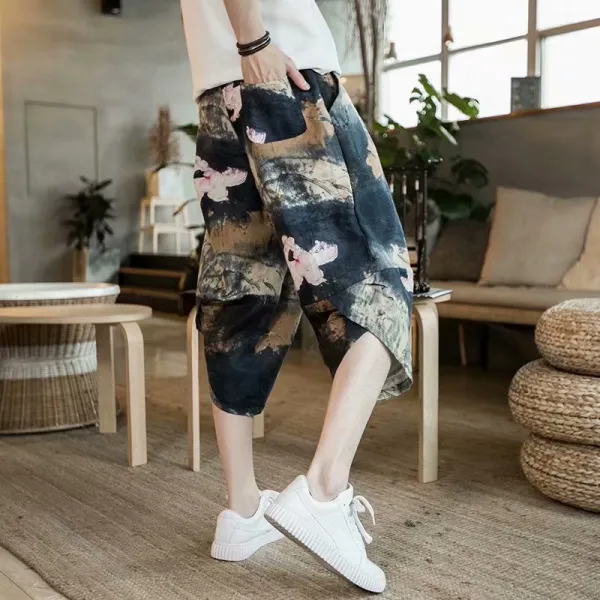 무생채 와이드 구르카 벌룬 팬츠 여름 오버사이즈 슬랙스 뚱보 캐주얼 린넨 반바, 초롱바지 연꽃(면마고질)+수장하단 선물