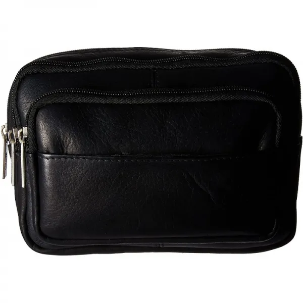 Royce Leather 멀티 구획 패니 팩 콜롬비아 가죽 블랙 원 사이즈