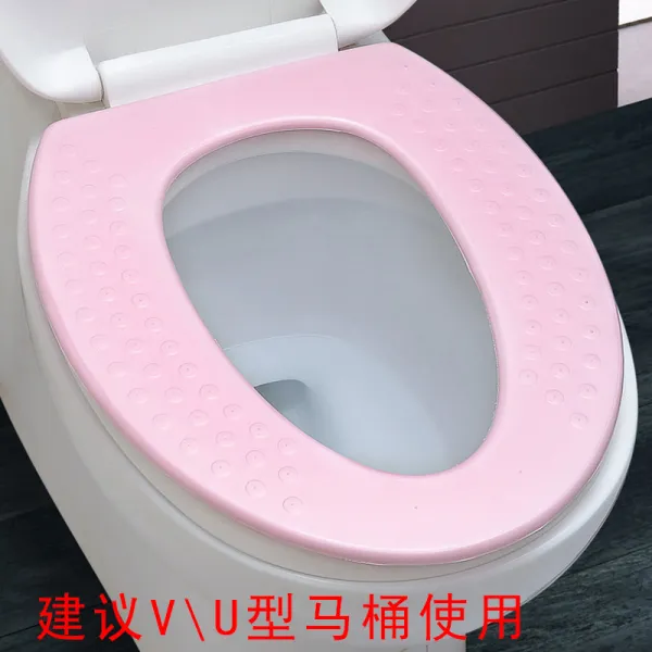 젤리마켓 가정용실리콘뚜껑 패드 소프트 편리한 쿠션 방수 양변기시트 PVC 권좌 편리함 매트, 핑크 도트