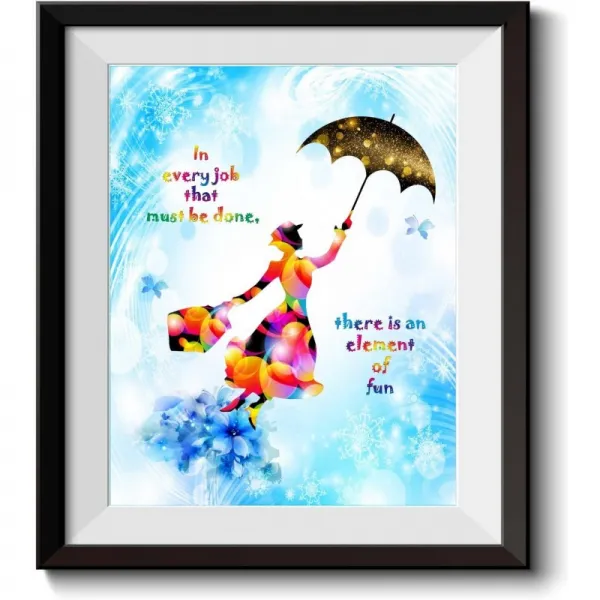 Uhomate Mary Poppins 인용해야 할 모든 직업에서 인용문 홈 캔버스 인쇄 벽 예술 기념일 선물 아기 선물, 단일상품