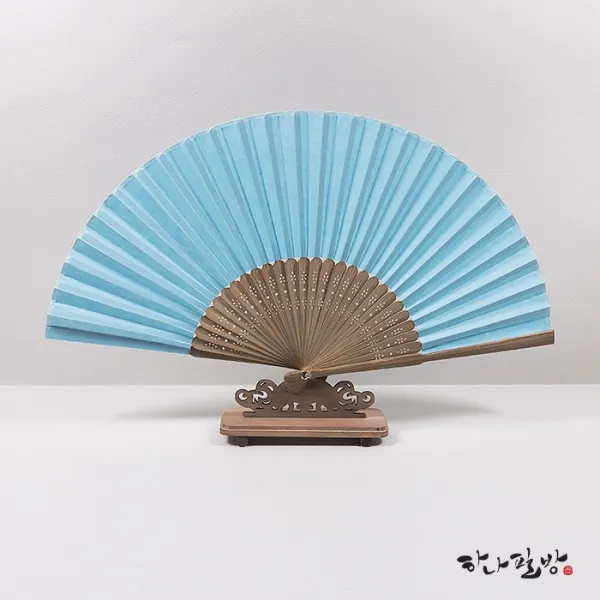 하늘색 일반색부채/접선/캘리부채, 1