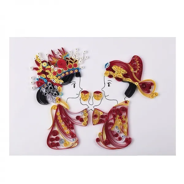 종이접기 회화재료 재료세트 학생 수공 작품 경극 A4초기 학자 공구 세트포장 받침 도, T04-행복한인연 12호+쪽지+공구 5건