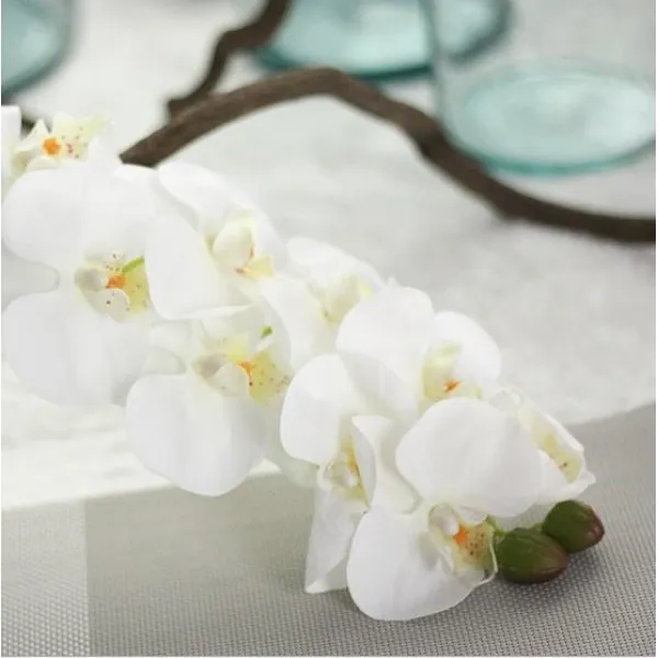 모조꽃 외가닥 꽃을 진열함 나비난 인조 난초와 혜란 거실인테리어 큰 묶음 분재 수반 비닐 4727185390, 화이트
