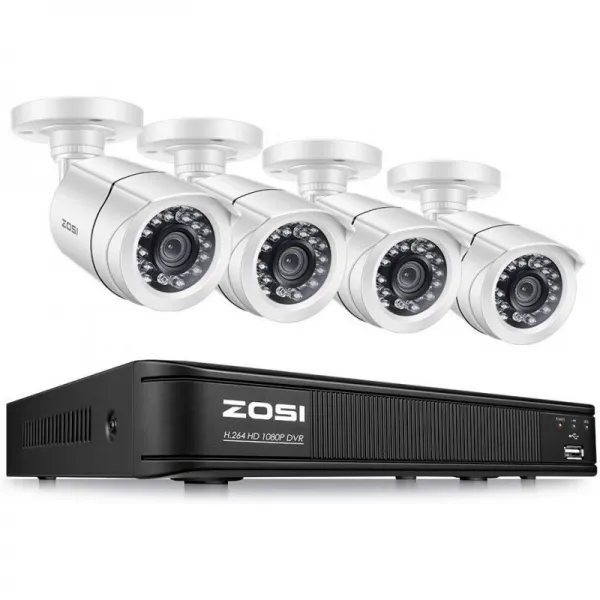ZOSI 1080P 가정용 보안 카메라 시스템 CCTV DVR 4 채널 및 4 x 1080p (2MP) 방수 총탄 카메라 옥외 /, 단일상품