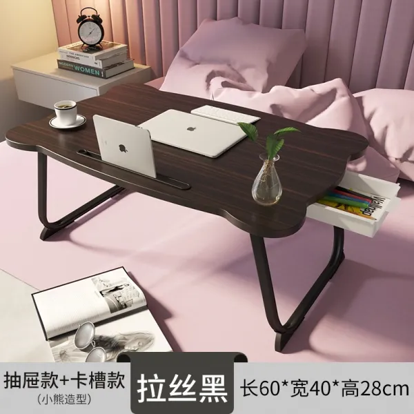 다시금 침대위 작은테이블 플바인딩 루즈테이블 기숙사 윗가게 창문블라인드 소녀 침실 땅바닥에 앉다 책상테이블, 업그레이드 판 곰돌이 블랙 트리밍 카