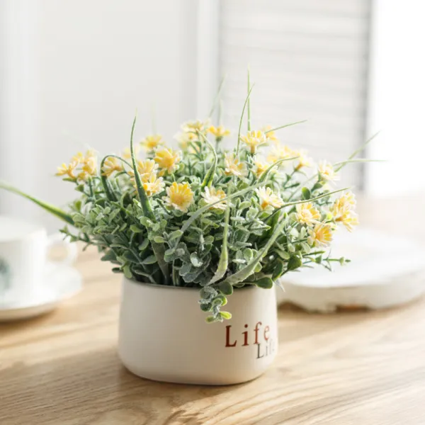 리얼 식물 월계화 디어 분경 함 화분 모방화 나비난 장식 플라스틱 꽃 조화 분재 라이트그레이 타입 20꽃