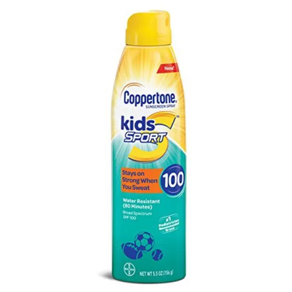 Coppertone 코퍼톤 스포츠 키즈 자외선 차단제 연속 스프레이 스프레이 100(5.5온스) (약간 다를 수 있음), 상세 설명 참조0, 상세 설명 참조0