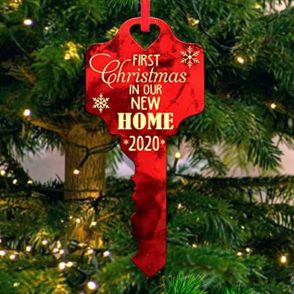 크리스마스 장식 우리의 첫 번째 홈 키 하우스 새로운 주택 소유자 부동산 선물 금속 장식 아크릴 핸드 메이드 선물 크리스마스 트리 2020 우드 크리스마스 하우스 워밍 휴일 본상품