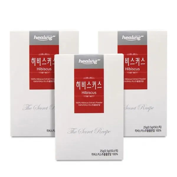 힐링 히비스커스 추출분말 50스틱x3박스 HCA풍부 식물성에스트로겐 다이드제인 꽃잎 차 분말 티 갱년기증상완화, 3box, 50포