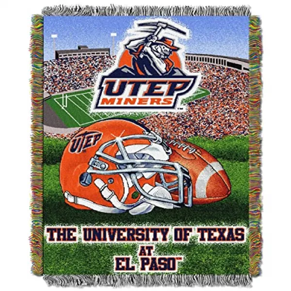 공식적으로 허가 된 Ncaa 홈 필드 이점 길쌈 된 태피스트리 던져 담요 48 X 60 멀티 컬러 Texas El Paso Miners Texas El Paso Miners