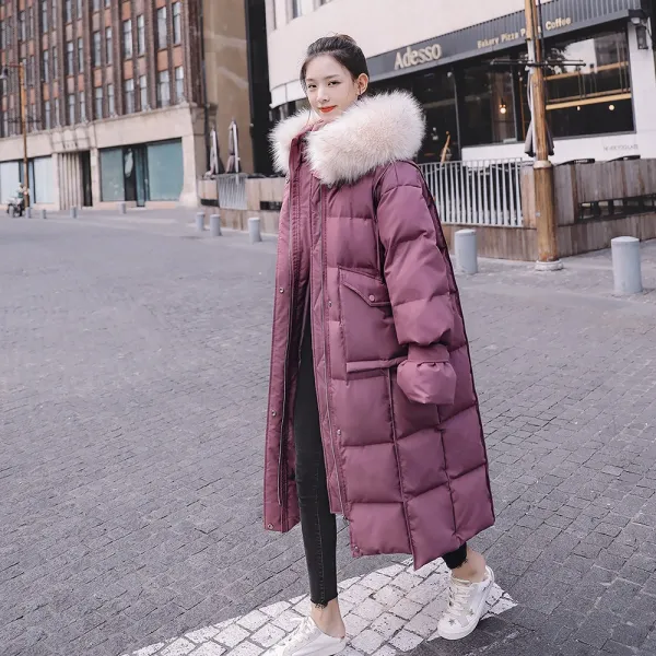 넷투넷 여자 라쿤 퍼 후드 루즈핏 롱 패딩 268 606493923454