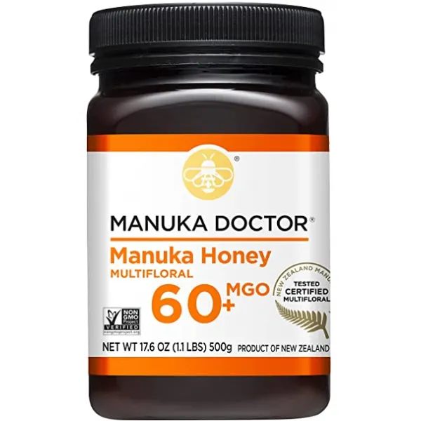 MANUKA DOCTOR - MGO 60+ 마누카 꿀 멀티플로럴 100% 순수 뉴질랜드 꿀. 인증됨. 보장하다, 1개
