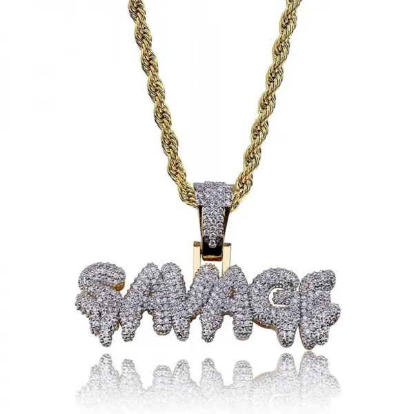 보석 세이지 힙합 남자 보석 쥬얼리 성격 서막 블링 구리 펜던트 Iced Out Necklace