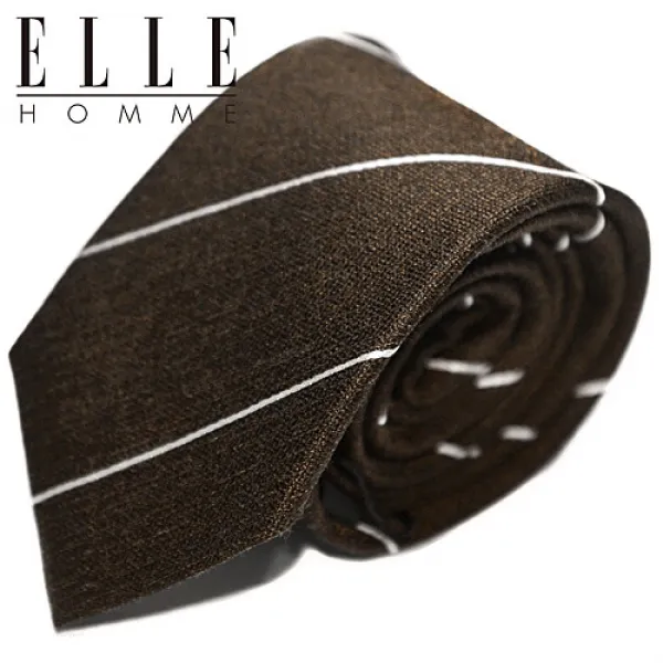  엘르옴므 엘르옴므 실크넥타이 펜슬 브라운 7cm