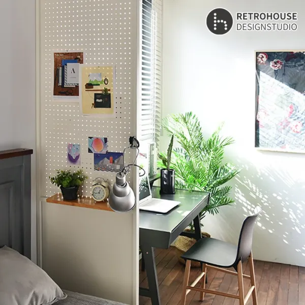 레트로하우스 틴우드 가벽인테리어 철제 파티션 타공판 600 블랙 :h2290 2320~2510 