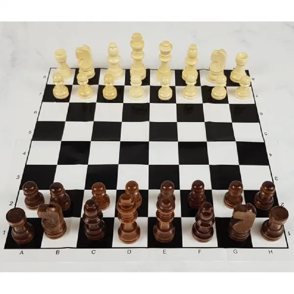  Aoy_1610155 접을수 있는 비닐체스판 우드기물 세트 25x25 휴대용체스세트 체스게임 여행보드게임 고무체스판 돌돌말수있는체스판